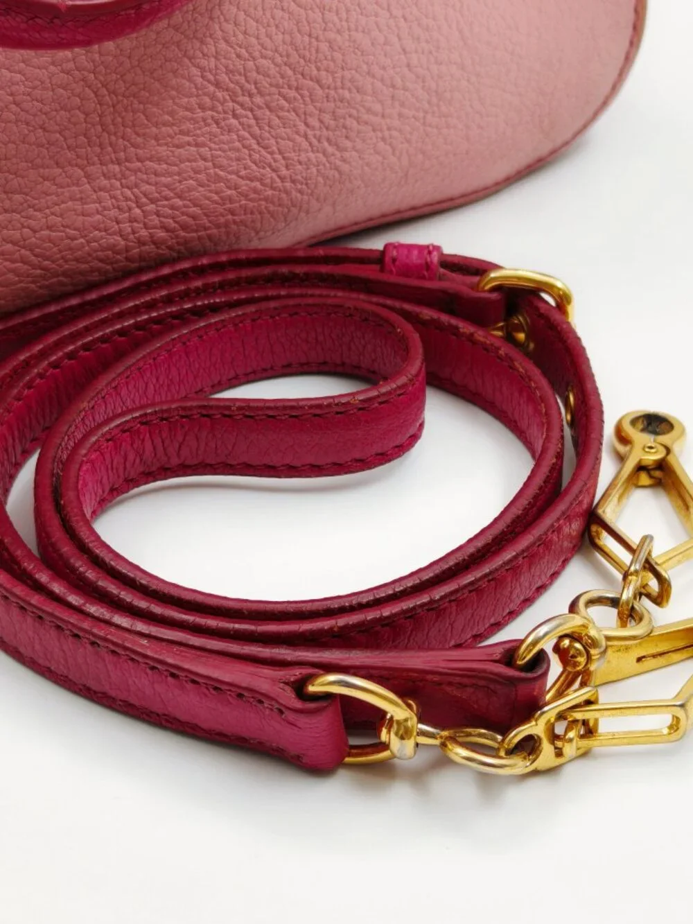 Miu Miu Two-Tone Pink Madras Leather Dome Satchel Crossbody Bag